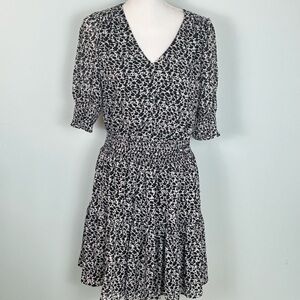 Maison d’Amelie Paris Black and White Leopard Print Ruffle Tier Dress